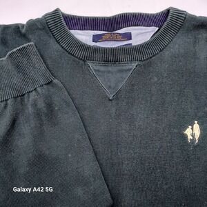 Tommy Hilfiger Golf Men's Size M Green Cotton V-Neck Embroidered Sweater